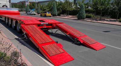 4 axle lowbed semi trailer 4 axle steering