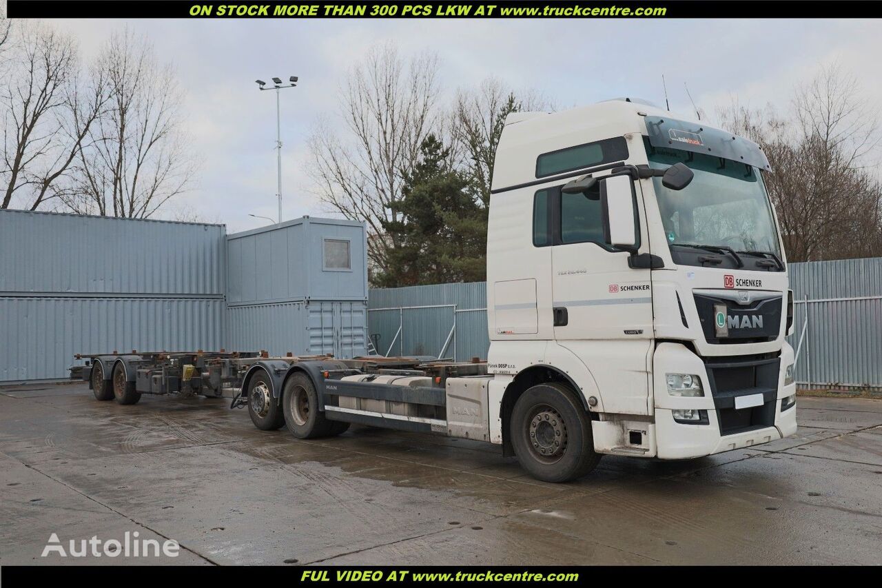 MAN TGX 26.440+ TRAILER FLIEGL TWP 180, BDF camión chasis + remolque chasis